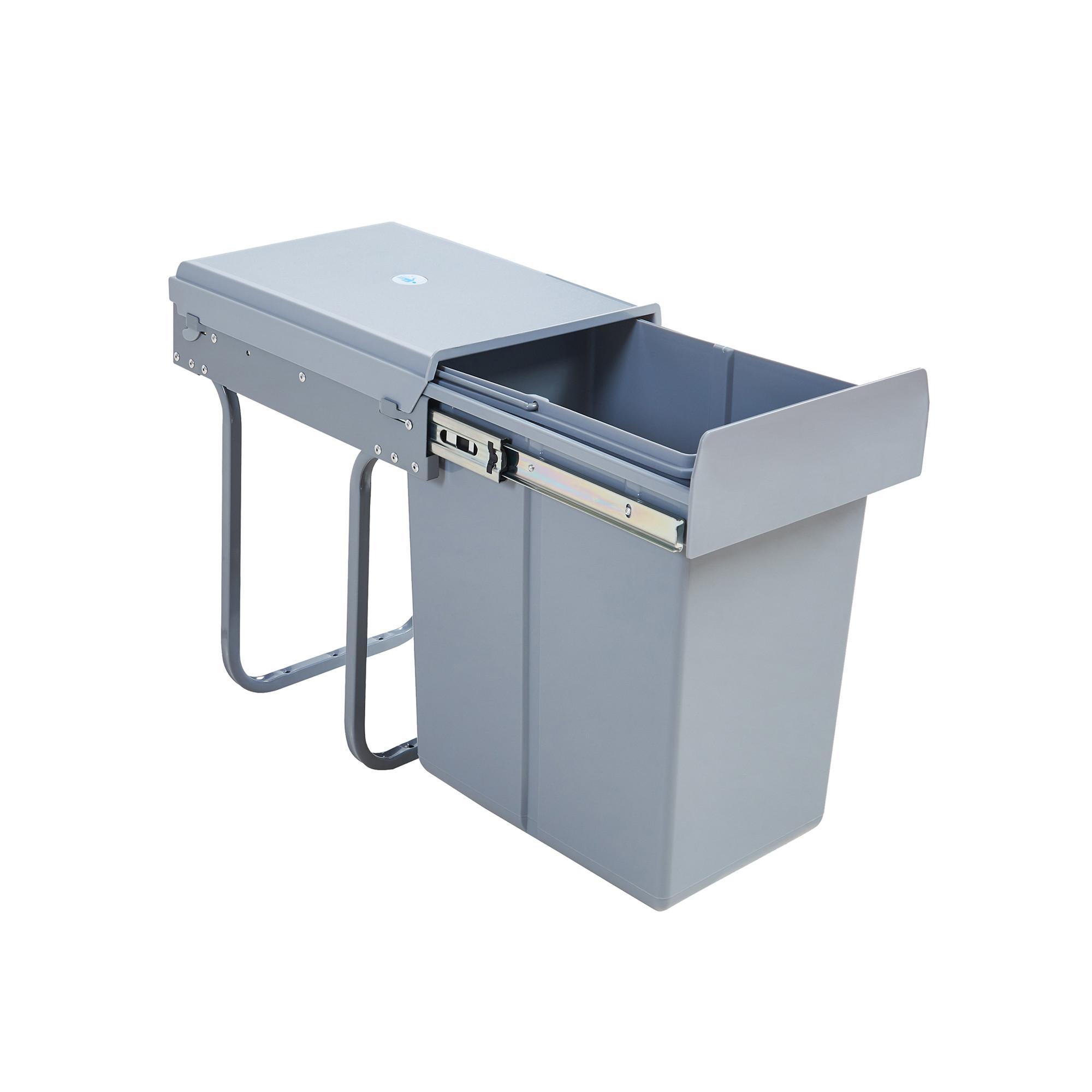 EINBAU-MÜLLEIMER Froland - Grau, Kunststoff/Metall (34/42/26cm) - [en.casa]
