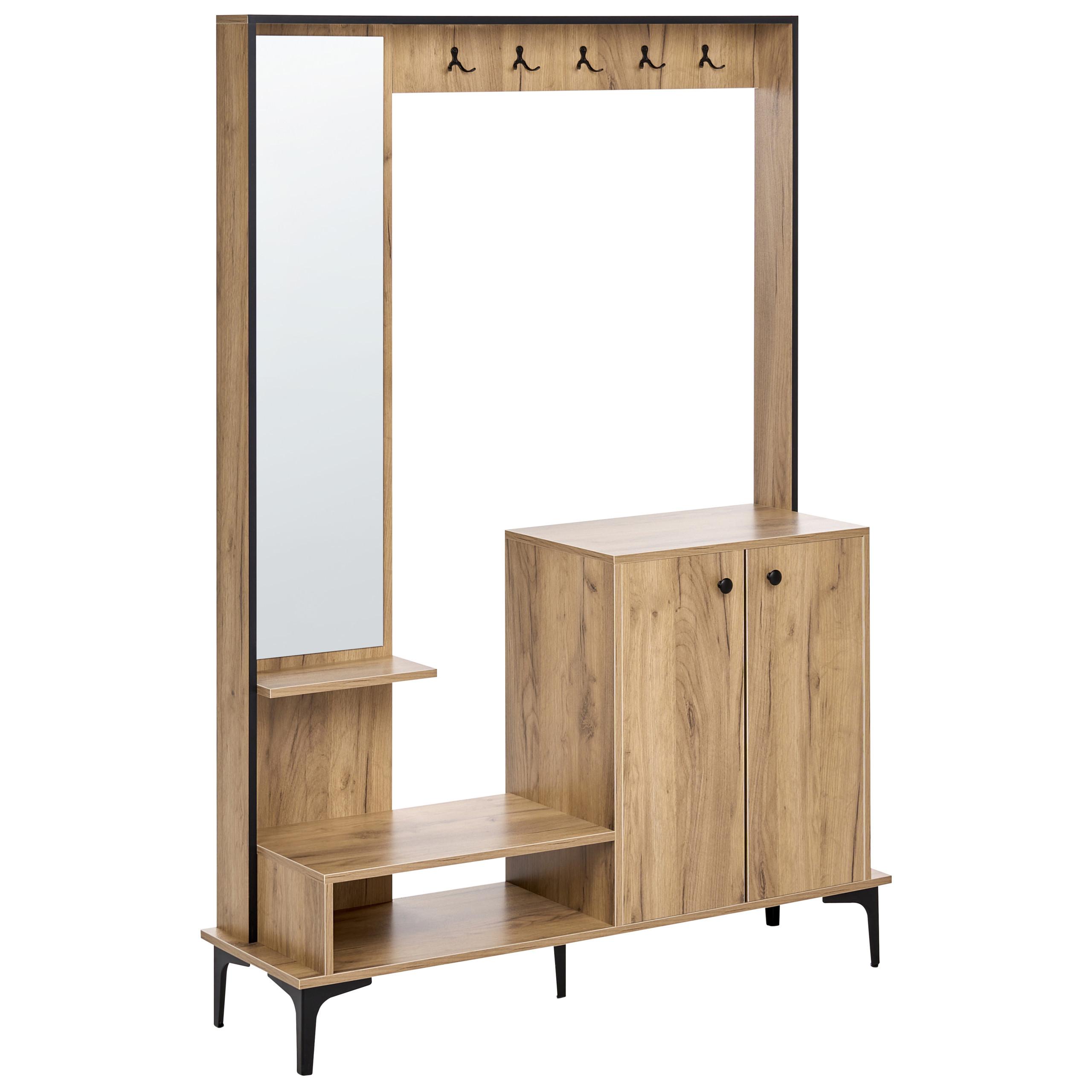 FLUR-SET Hellbraun Broome - Hellbraun/Schwarz, Holzwerkstoff (114/170/35cm) - Beliani