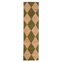 JUTETEPPICH BAIN, mit Rautenmuster, Olivegrün, 80 x 230 cm - Grün, Textil (230/80cm) - KADIMA DESIGN