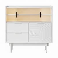SIDEBOARD weiß 80 cm mit 16-farben led, glasschiebetüren & struktur-front - Weiß, Holzwerkstoff (80/80/35cm) - Urban Meuble