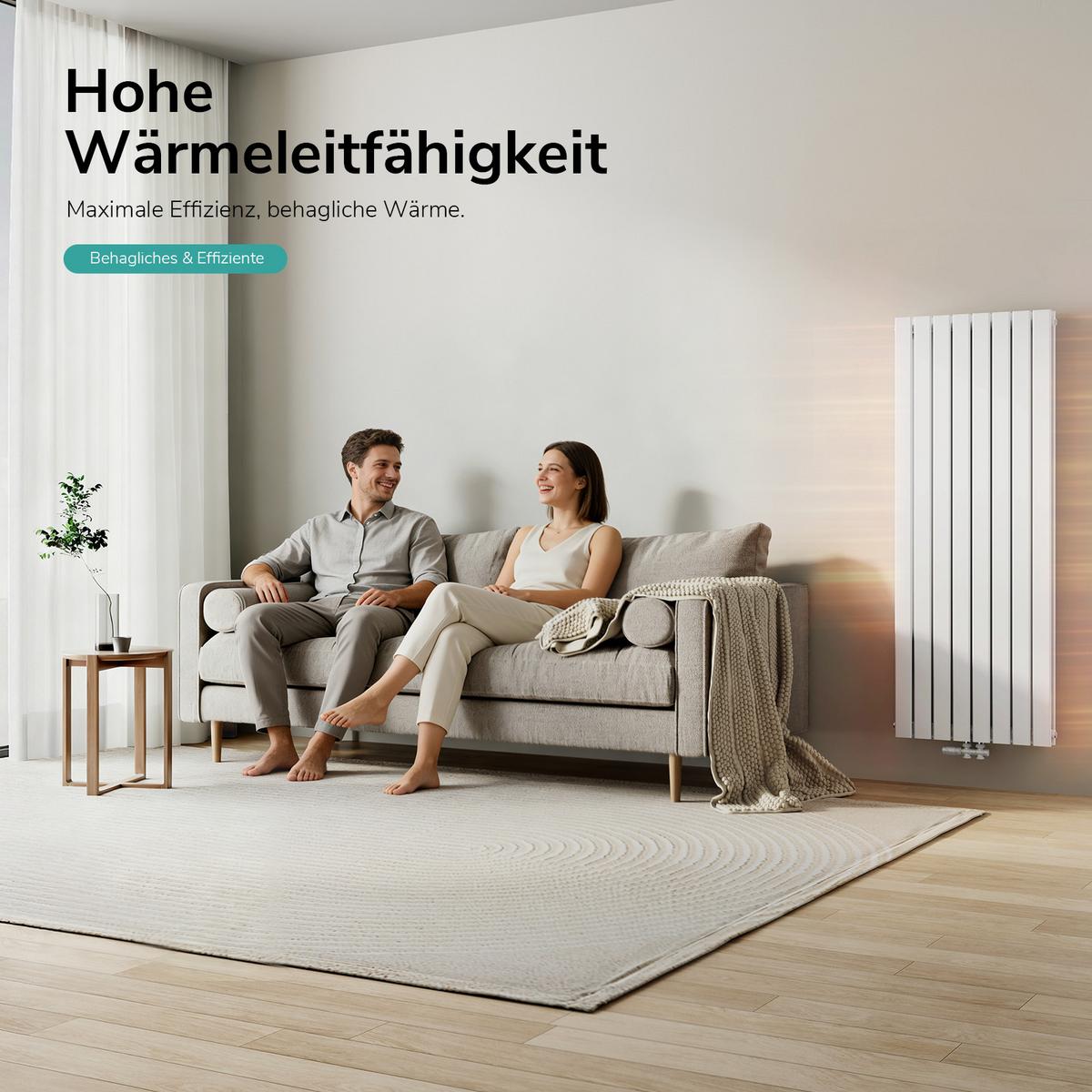 HEIZKÖRPER Flachheizkörper Weiß 160/62/6,6 cm - Weiß, Metall (62/160/6.3cm) - EMKE