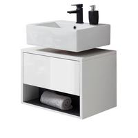 WASCHBECKENUNTERSCHRANK weiß Hochglanz, grau 60 cm, hängend - Weiß Hochglanz/Grau, Holzwerkstoff (60/44/46cm) - Furn.Design