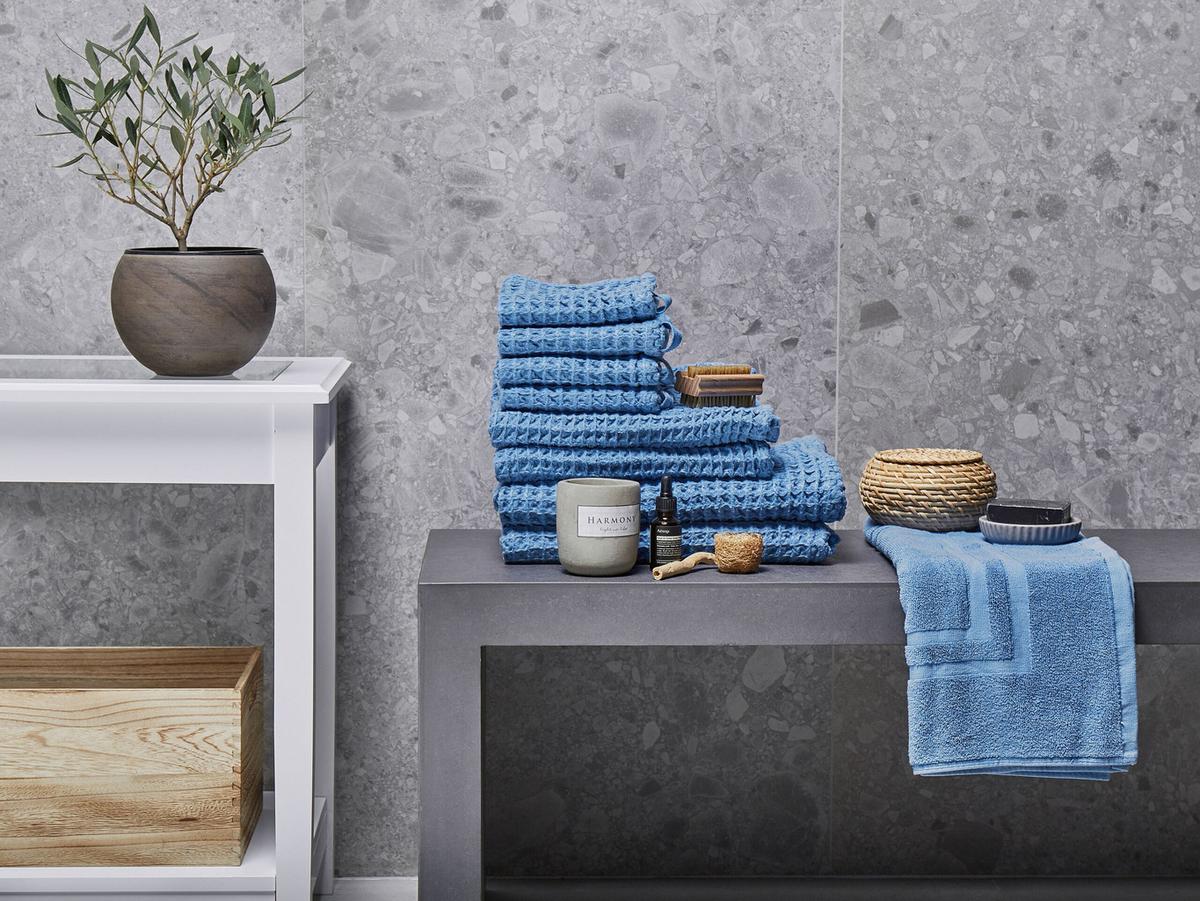 BADEHANDTUCH 9-teilig Blau Areora - Blau, Textil (70/140cm) - Beliani