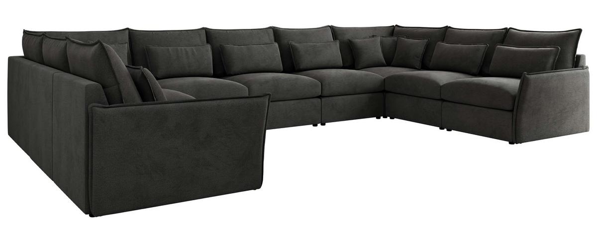 WOHNLANDSCHAFT VERSO U 9M Dunkelgrau Velvet - Dunkelgrau/Schwarz, Kunststoff/Textil (442/93/270cm) - MKS