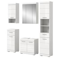 BADMÖBEL-SET weiß Hochglanz 5-teilig 164 cm, Komplettset mit viel Stauraum - Weiß Hochglanz, Glas/Holzwerkstoff (164/191/34cm) - Inn.Furn