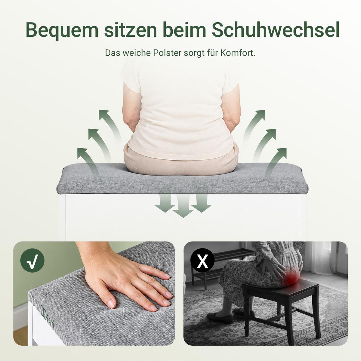 SCHUHBANK Grau - Grau, Holzwerkstoff (60/44/30cm) - SoBuy