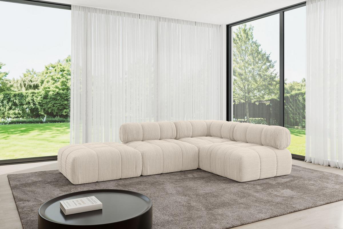 ECKSOFA modulares Sofa Favio-L1 - 285x190x70 cm Beige Cord - Beige, Holzwerkstoff/Textil (285/190cm) - ALTDECOR