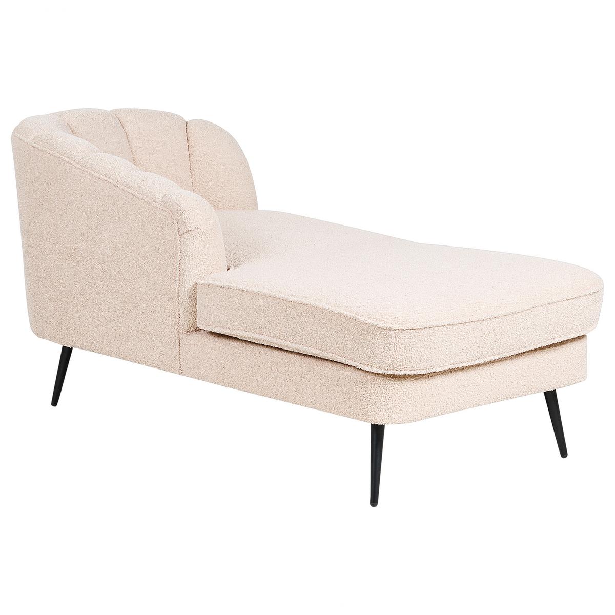 CHAISELONGUE Bouclé hellbeige rechtsseitig Allier - Beige/Schwarz, Textil (150/75/76cm) - Beliani