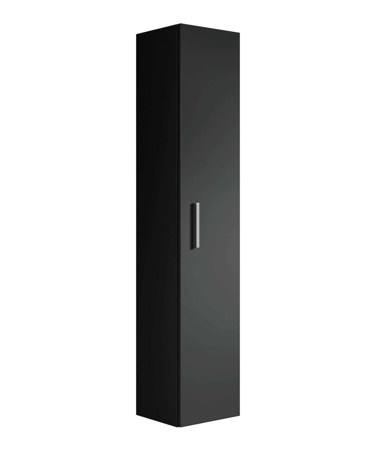 BADEZIMMERSCHRANK Pluto mit 1 Tür Schwarz Matt - 30 x 30 x 150 cm - Schwarz, Holz (30/150/30cm) - Badplaats
