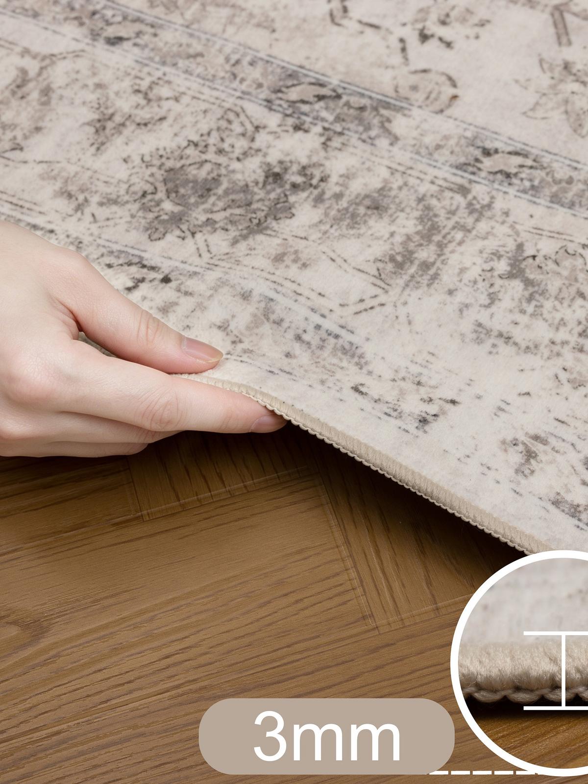 LÄUFER waschbar, mit floralen Ornamenten, VERNANTE in Beige-Grau, 80 x 150 cm - Beige, Textil (80/150cm) - KADIMA DESIGN