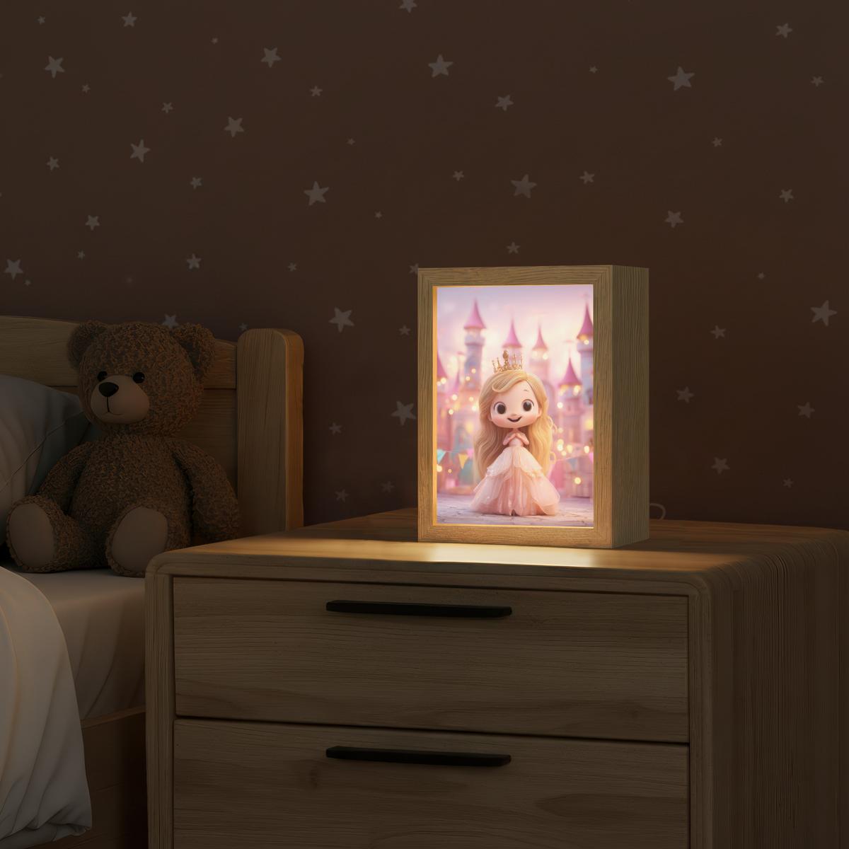 NACHTTISCHLAMPE Prinzessin - Rosa - Schloss 15x20 cm - Rosa, Holzwerkstoff (8/15/20cm) - OnlyWow