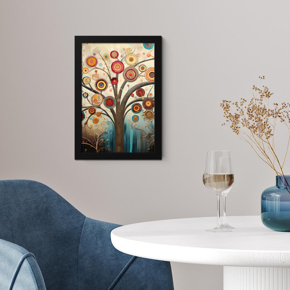 POSTER MIT RAHMENGERAHMTES BILD Baum - Baum des Lebens - Farbe Poster 20x30 cm - Braun, Papier (20/30cm) - MuchoWow