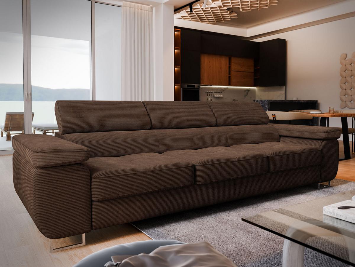BETTSOFA MOSINE Braun Kordstoff mit Schlaffunktion - Braun, Textil (281/87/98cm) - MASSENO