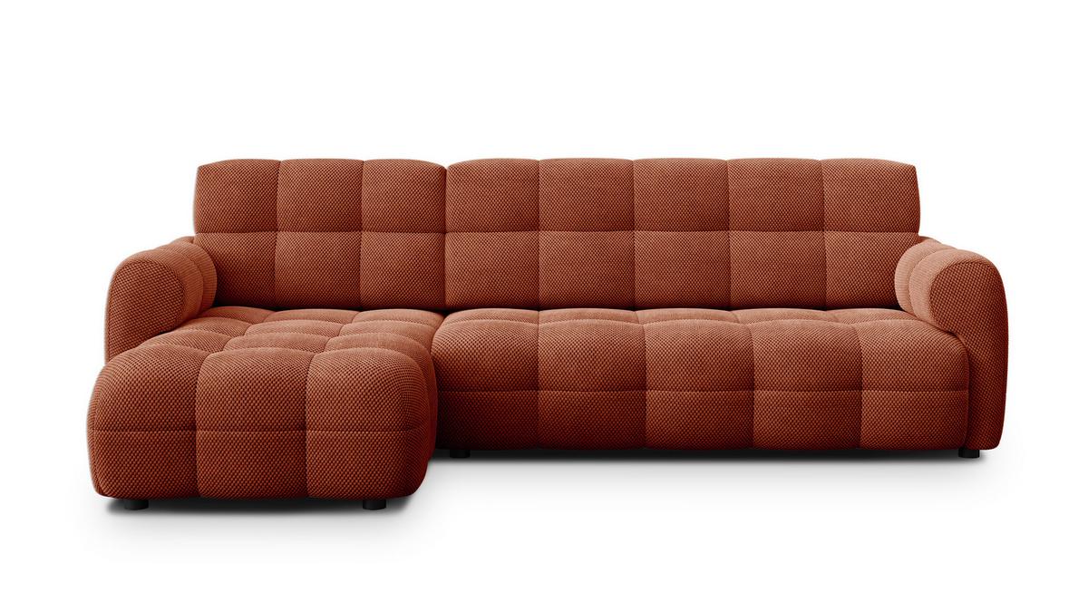 ECKSOFA MELLOW 4-Sitzer, dunkelorange - Dunkelorange/Schwarz, Holz/Textil (262/156cm) - Wozimo