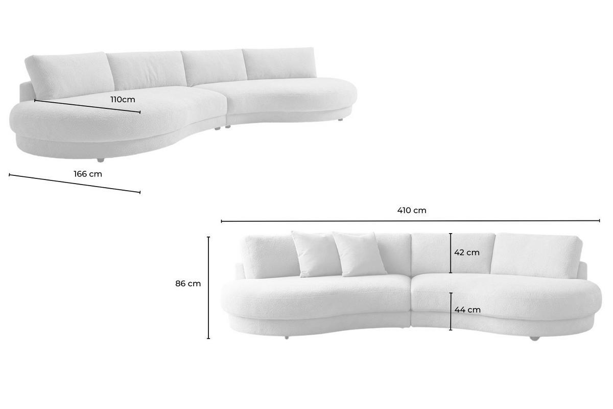BIG SOFA PADANA Cremeweiß Flachgewebe - Creme/Schwarz, Kunststoff/Textil (410/86/166cm) - KAWOLA