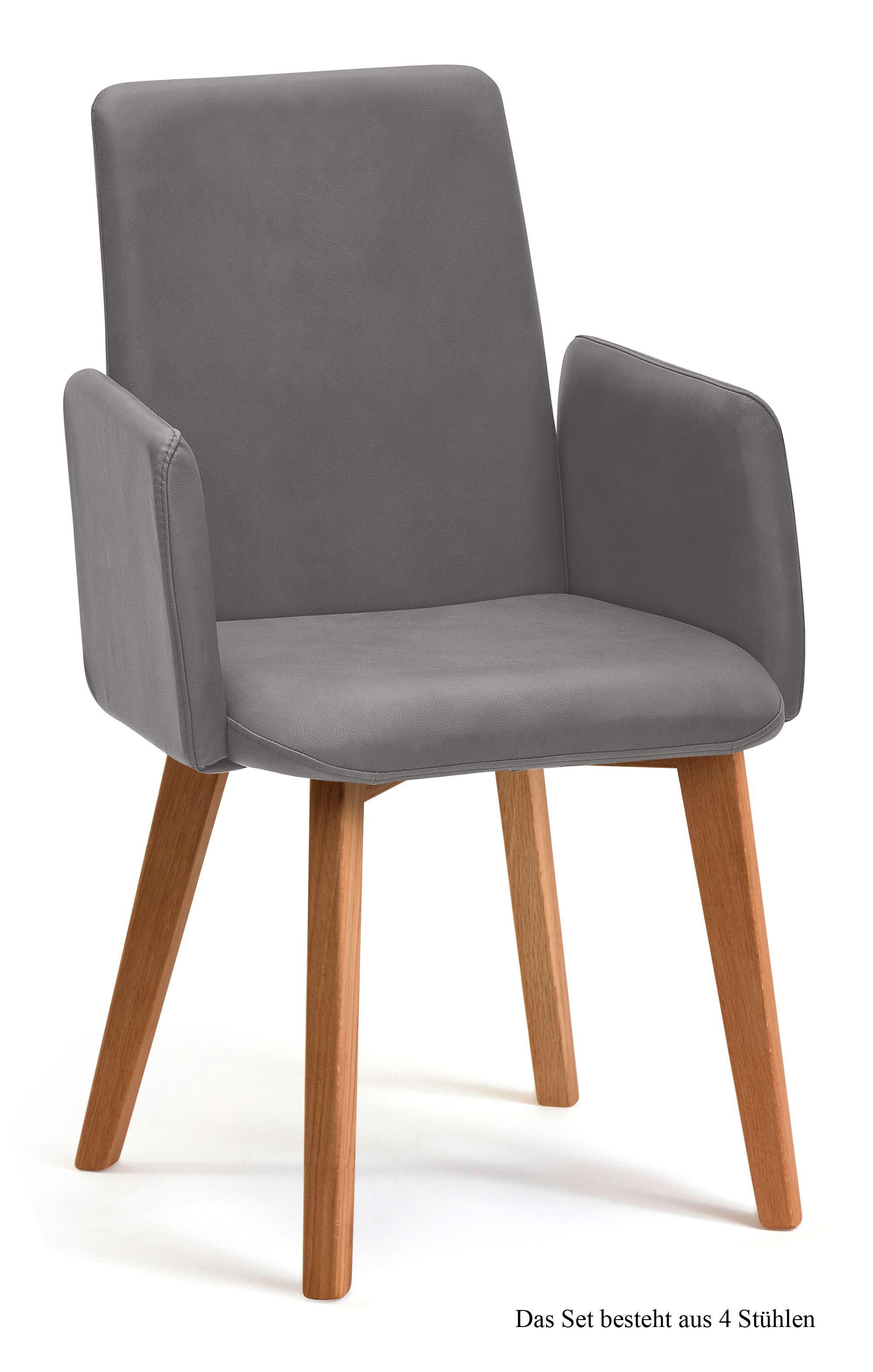 ARMLEHNSTUHL (4er-Set) Darcie 52x92x60 Eiche geölt/Grau - Eichefarben/Grau, Kunststoff (60/92/52cm) - 58aufmkessel