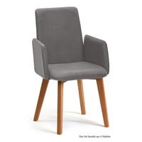 ARMLEHNSTUHL (4er-Set) Darcie 52x92x60 Eiche geölt/Grau - Eichefarben/Grau, Kunststoff (60/92/52cm) - 58aufmkessel