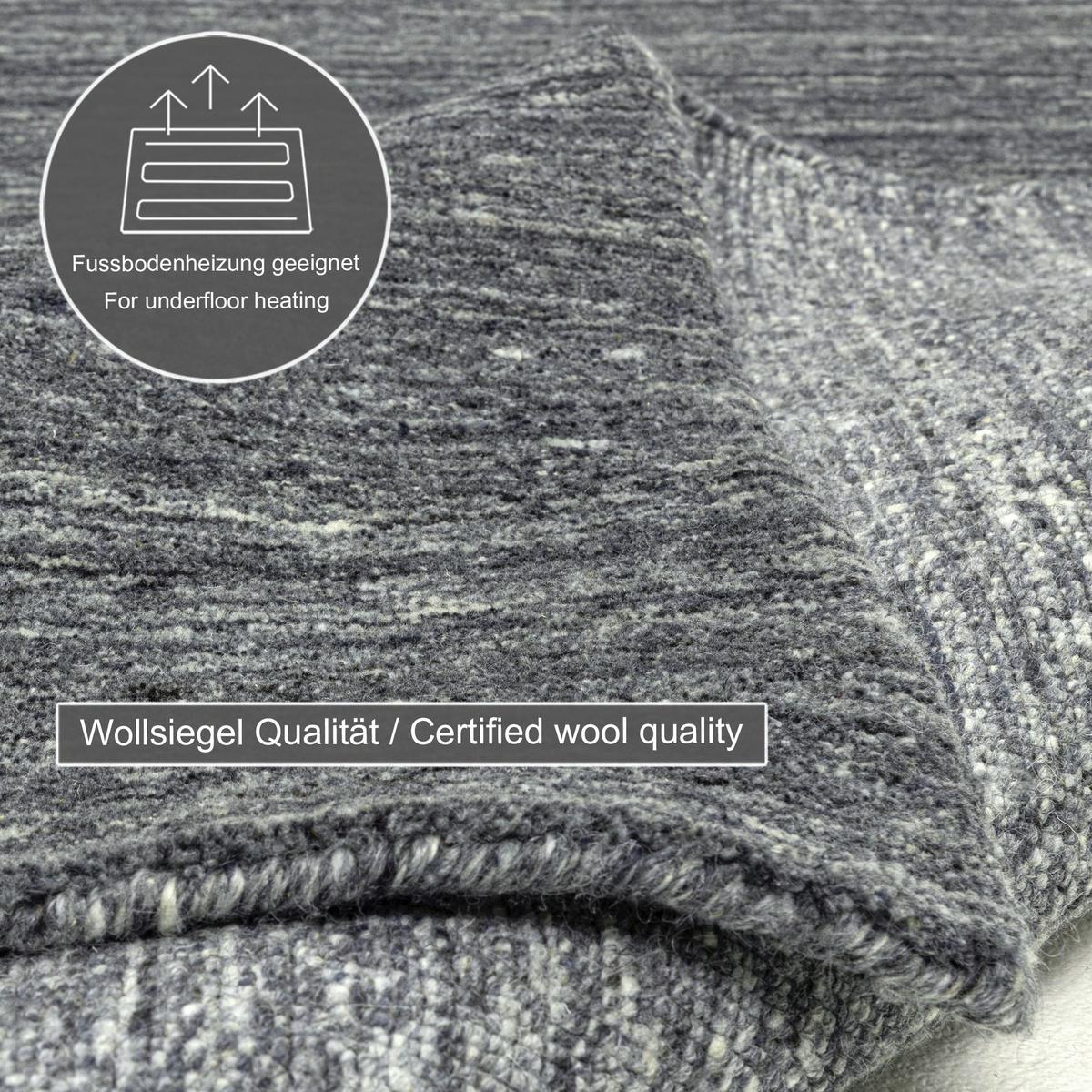 HANDWEBTEPPICH Pure 190x290 cm - Anthrazit, Textil (190/290cm) - THEKO
