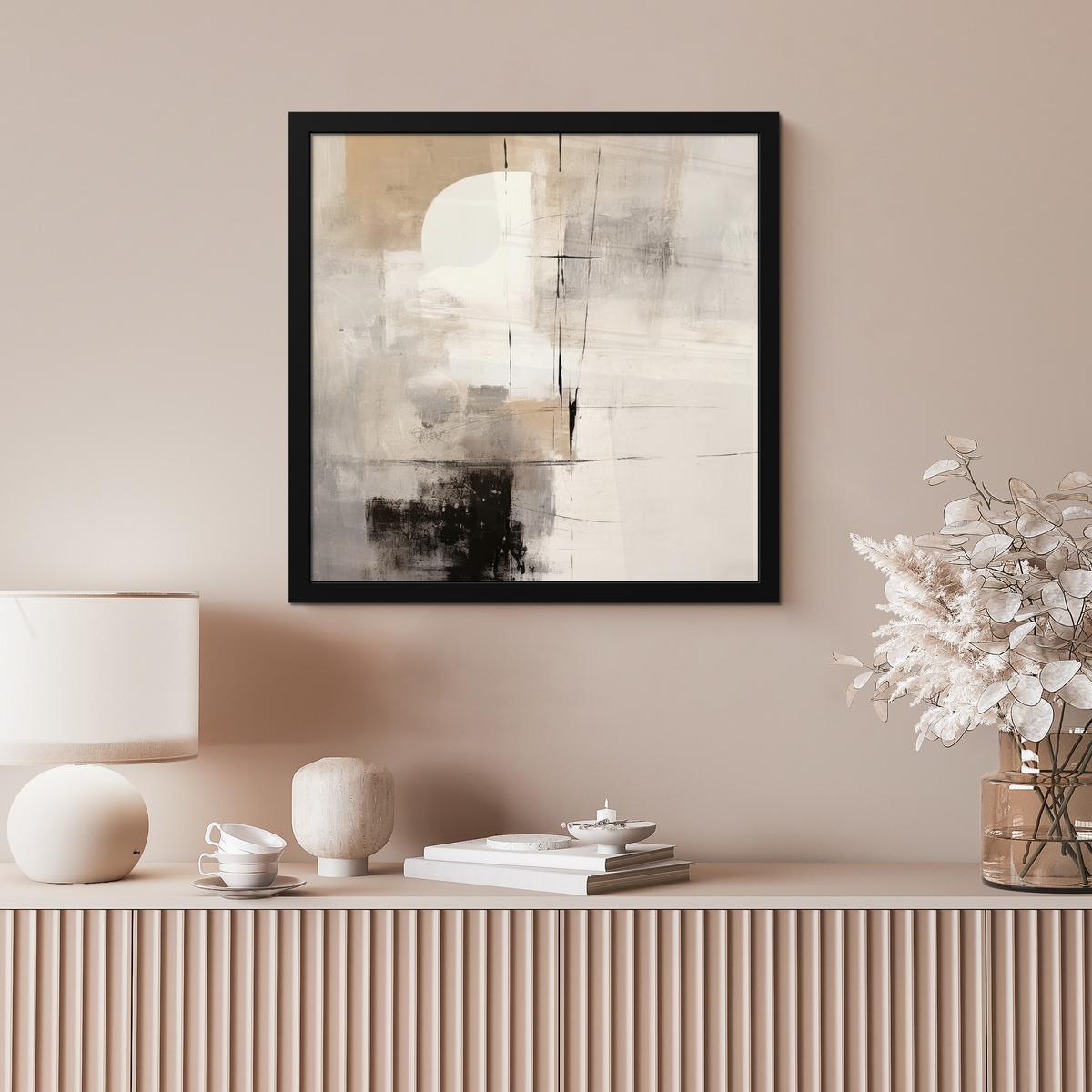 POSTER MIT RAHMENGERAHMTES BILD Abstrakt - Kunst - Grau 40x40 cm - Hellgrau, Papier (40/40cm) - MuchoWow