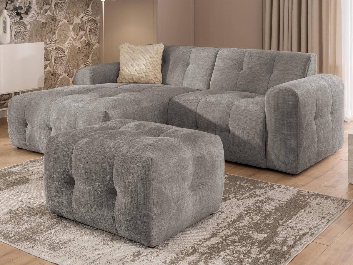 POLSTERHOCKER Kozy im Bumpy-Design aus weichem Taupe Chenille-Stoff - Taupe/Schwarz, Holz/Textil (87/46/68cm) - S-Style Möbel