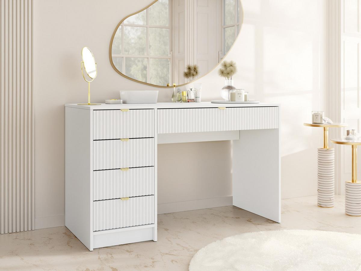 SCHREIBTISCH Tireno - Goldfarben/Weiß, Holzwerkstoff/Metall (120/55/76cm) - MIRJAN24