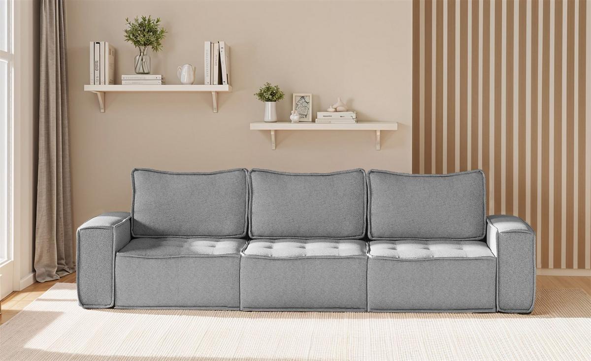 SOFASET Sande 3-2-1 In Raven - Grau, Holzwerkstoff/Textil (292/85/90cm) - Fun Möbel