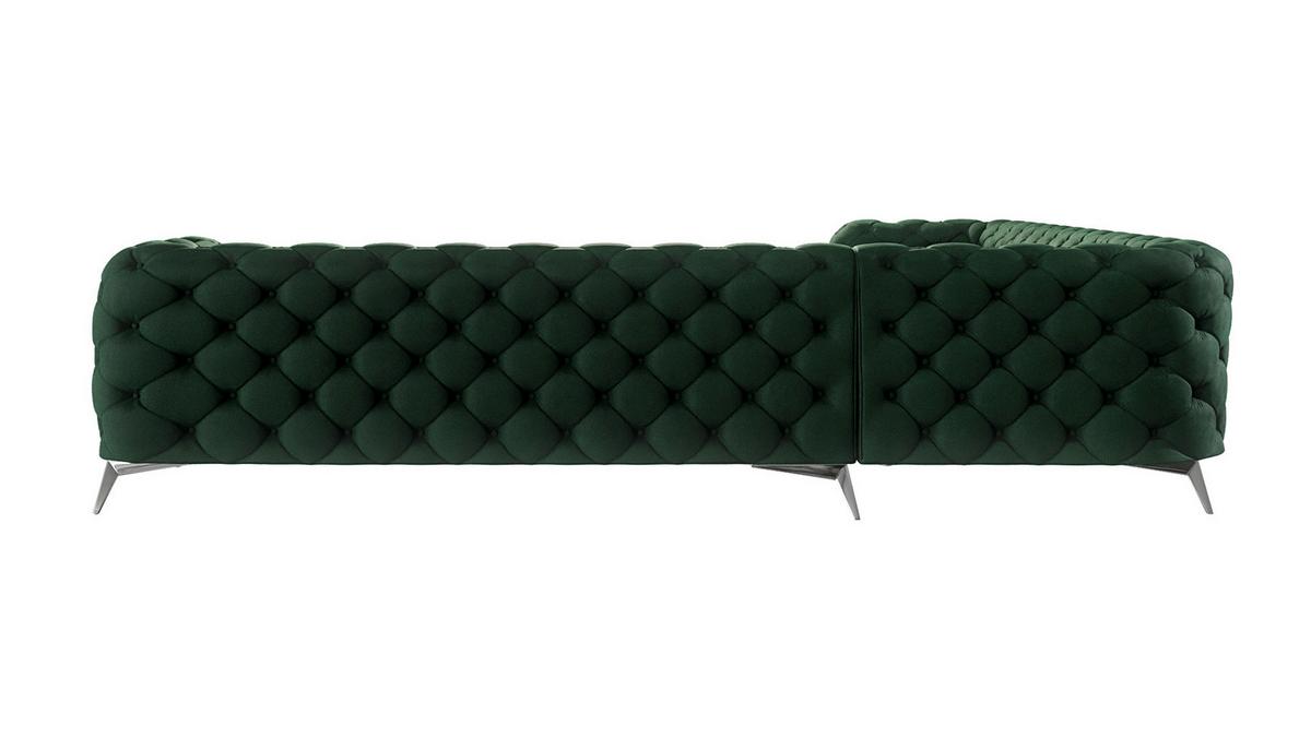 ECKSOFA Chesterfield Laura Flasche Grün Samt - Smaragdgrün/Silberfarben, Holz/Textil (323/323cm) - S-Style