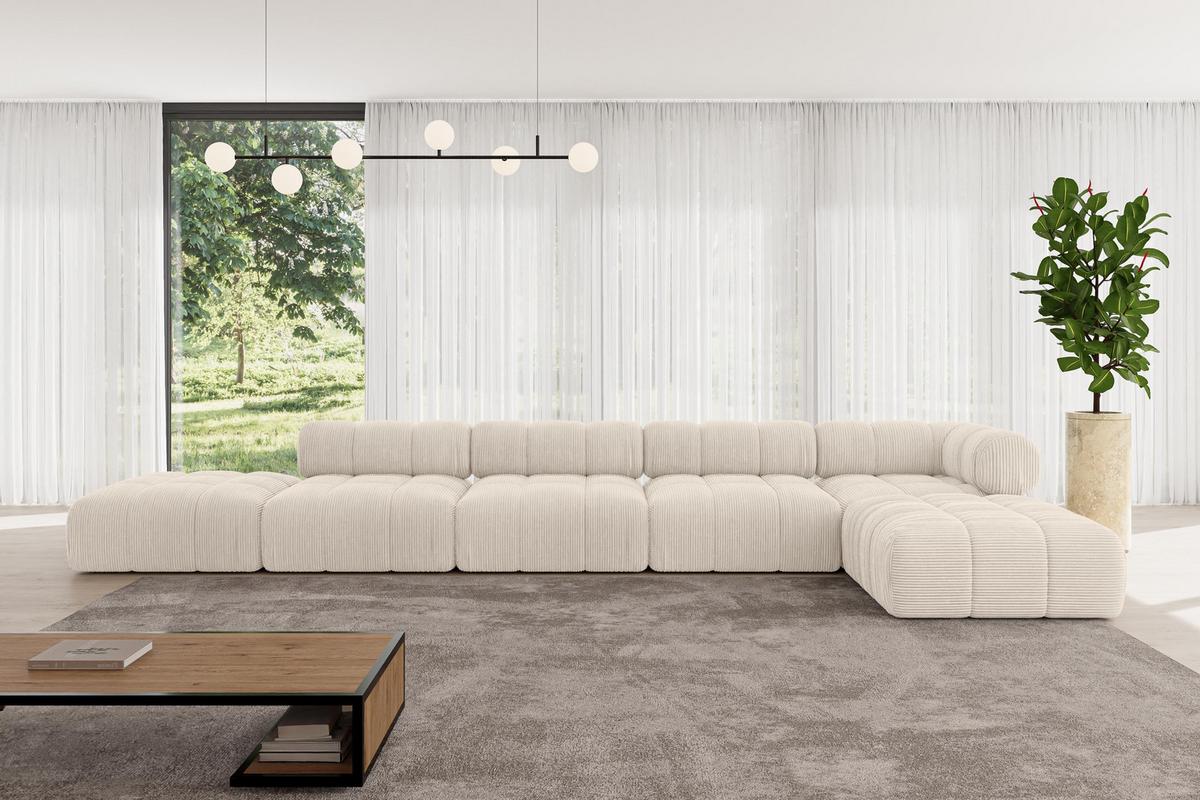 ECKSOFA modulares Sofa Kerru-L3 - 475x190x70 cm Beige Cord - Beige, Holzwerkstoff/Textil (475/190cm) - ALTDECOR