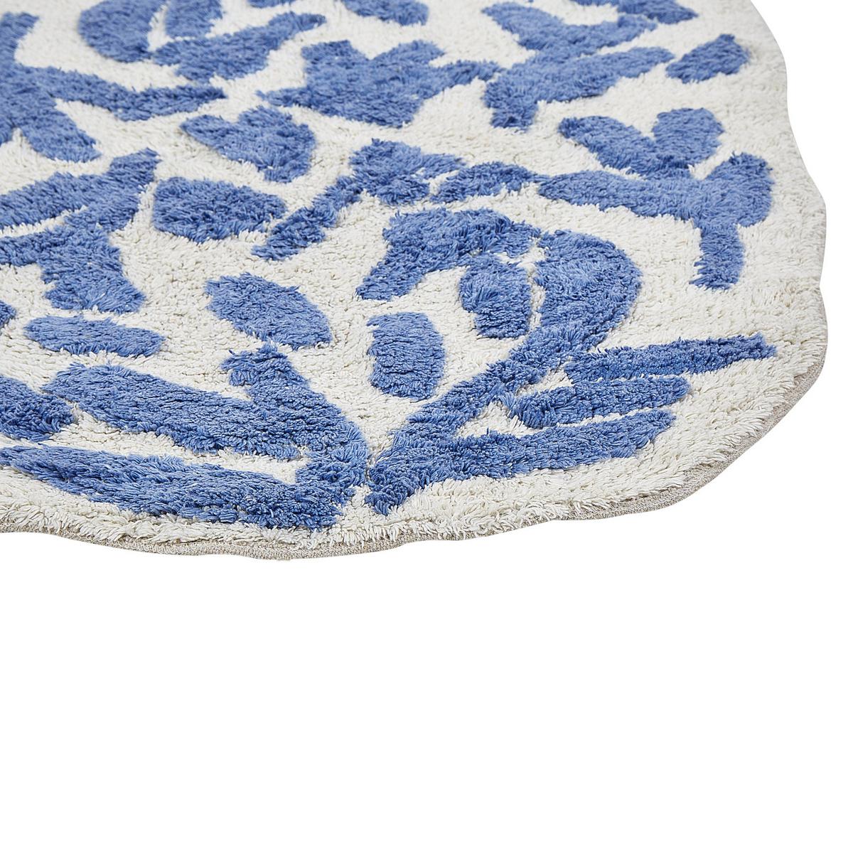 BADEMATTE Blau 60/90 cm Derik - Blau/Weiß, Textil (60/90cm) - Beliani