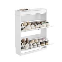 SCHUHSCHRANK mit 2 Klappen, Weiß 75x96x24cm - Weiß, Holzwerkstoff (75/96/24cm) - SoBuy