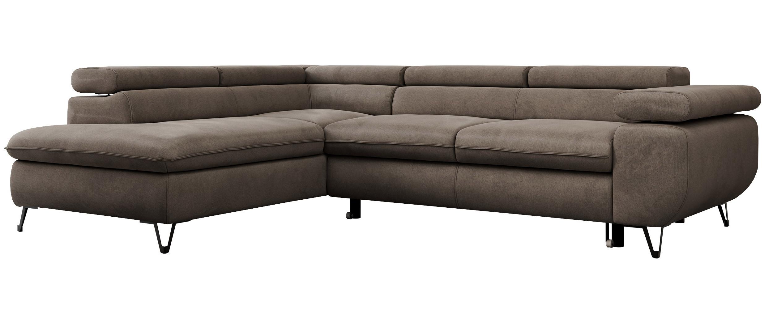ECKSOFA PEDRO L Braun Velvet - Links Seite - Schwarz/Braun, Textil/Metall (208/273cm) - MKS