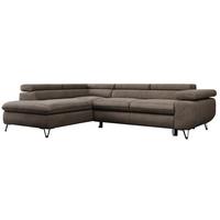 ECKSOFA PEDRO L Braun Velvet - Links Seite - Schwarz/Braun, Textil/Metall (208/273cm) - MKS