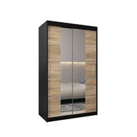 SCHWEBETÜRENSCHRANK 200/120/62 2-türig - Silberfarben/Schwarz, Holz/Kunststoff (120/200/62cm) - MÖBEL KRYSPOL