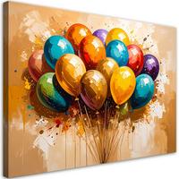 LEINWANDBILD Bunte Luftballons 60x40cm - Multicolor, Textil (60/40cm) - Feeby