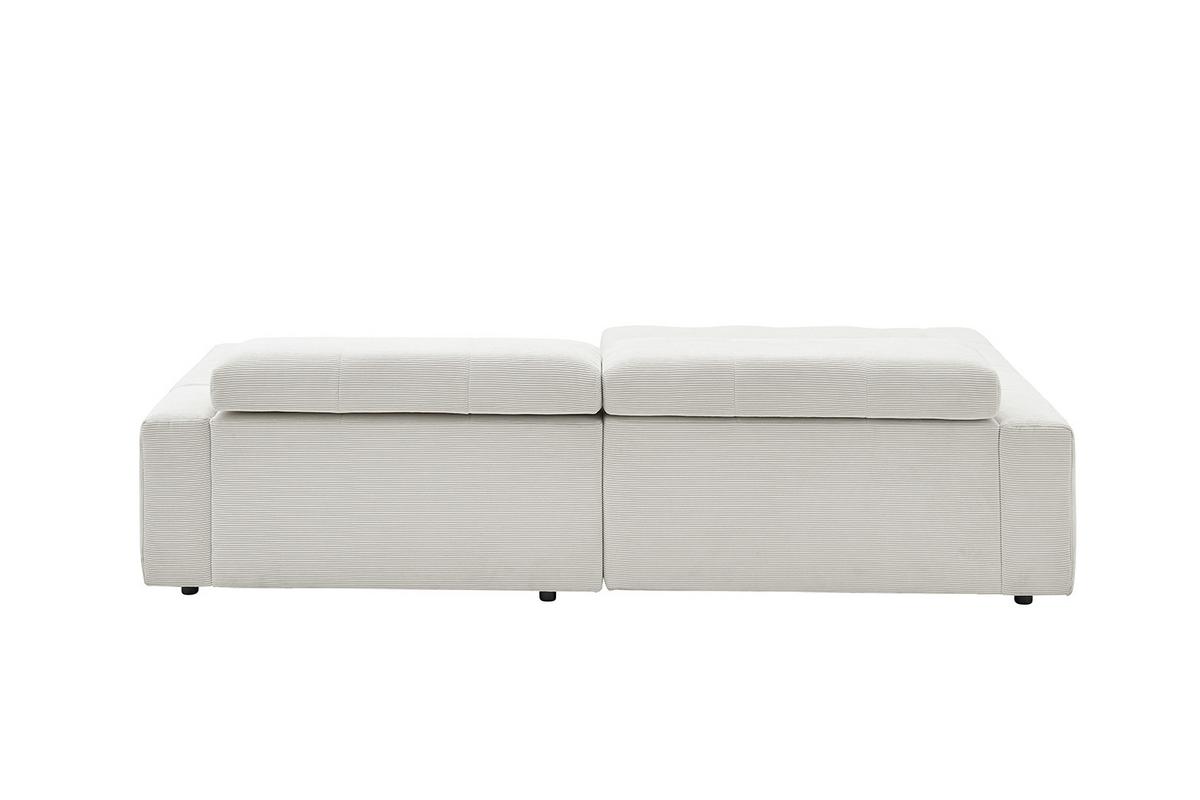 ECKSOFA MIT MOTORISCHEM SITZVORZUG RENO Weiß Cord Relaxfunktion - Schwarz/Weiß, Kunststoff/Textil (258/217cm) - KAWOLA