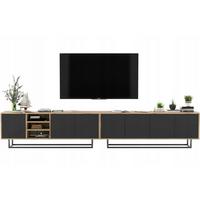 TV-SCHRANK 2-er Set Apollo Eiche wotan Schwarz Matt 150 cm - Schwarz, Holzwerkstoff/Metall (300/53/35cm) - Meble Lindner