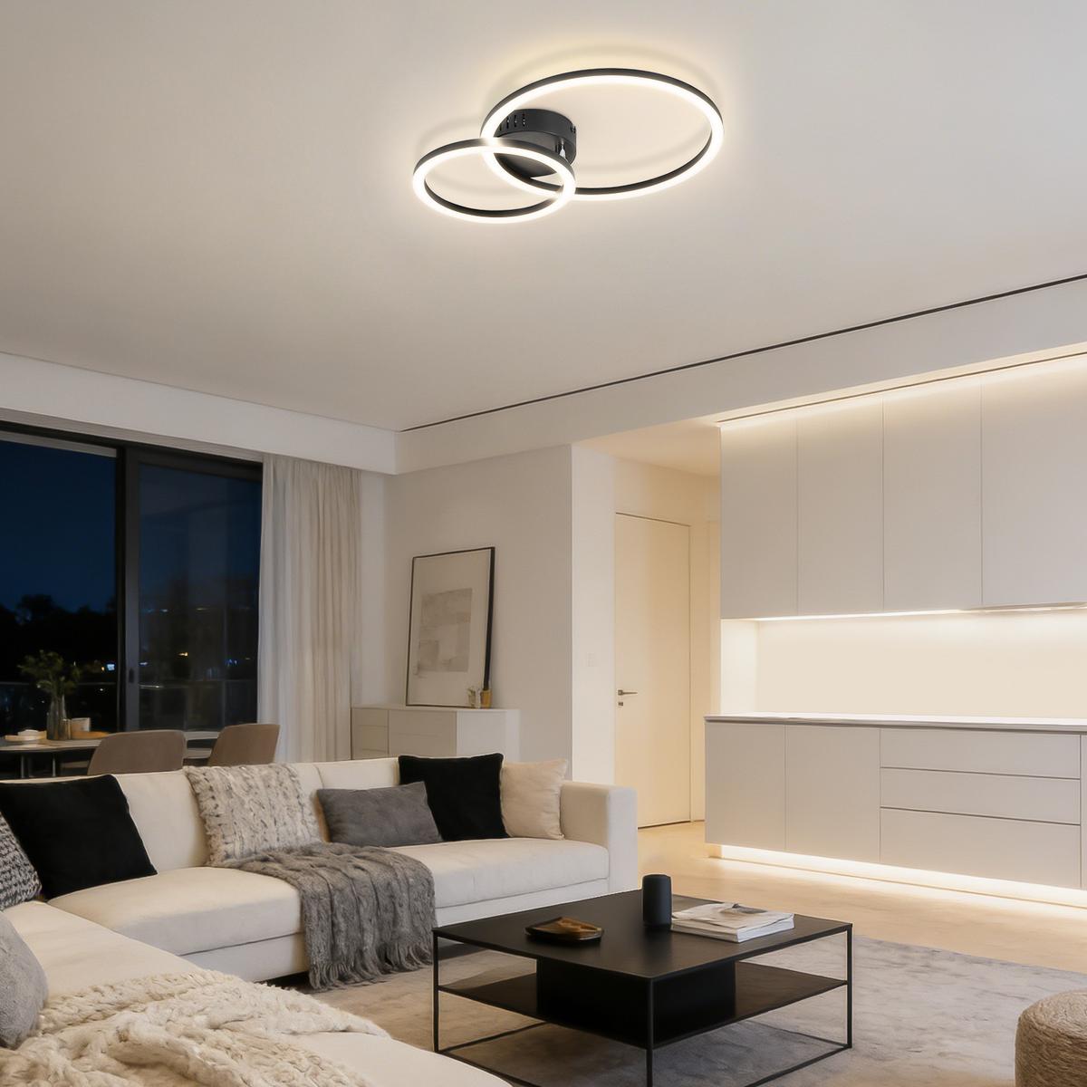 LED DECKENLEUCHTE Lrisal 40.5/30/6.7 cm - Schwarz, Kunststoff (40.5/30/6.7cm) - ZMH