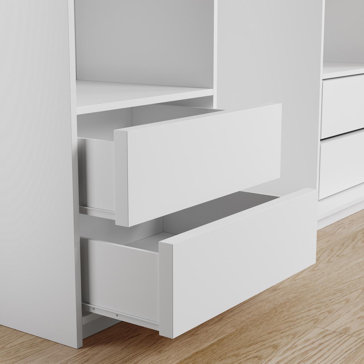 SCHWEBETÜRENSCHRANK TAVI 180/205/60 cm 3-türig mit Spiegel und Schubladen Eiche Wotan - Eiche Wotan/Nickelfarben, Holzwerkstoff (180/205/60cm) - MASSENO