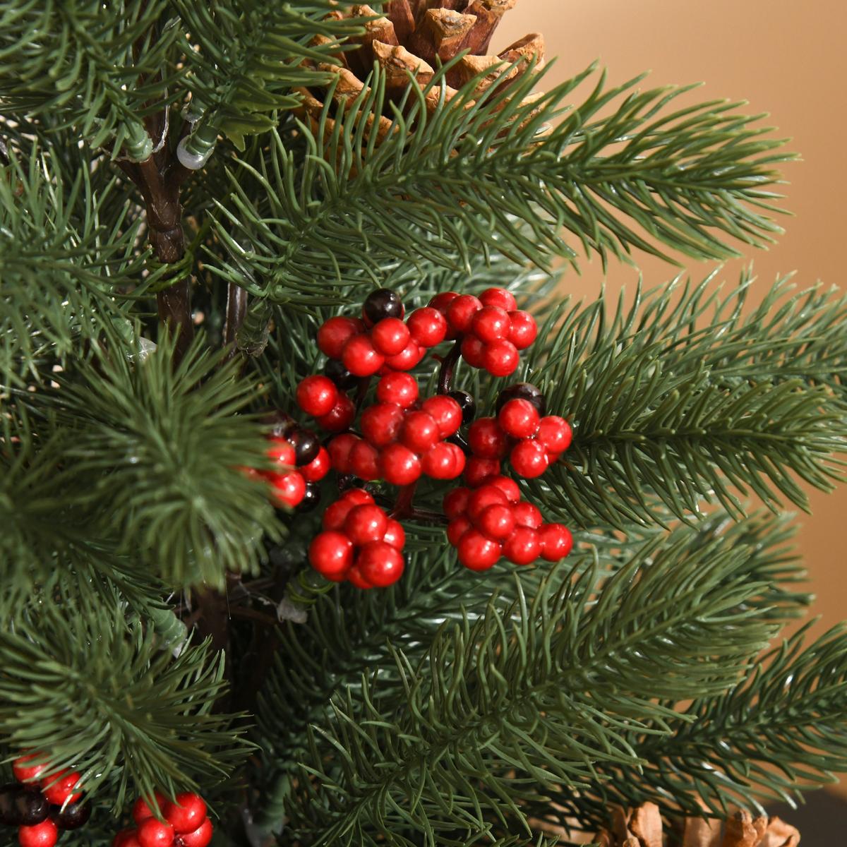 WEIHNACHTSBAUM 50 cm Christbaum 55 Zweige mit Beeren PE Zement Grün - Grün, Kunststoff (50cm) - HOMCOM