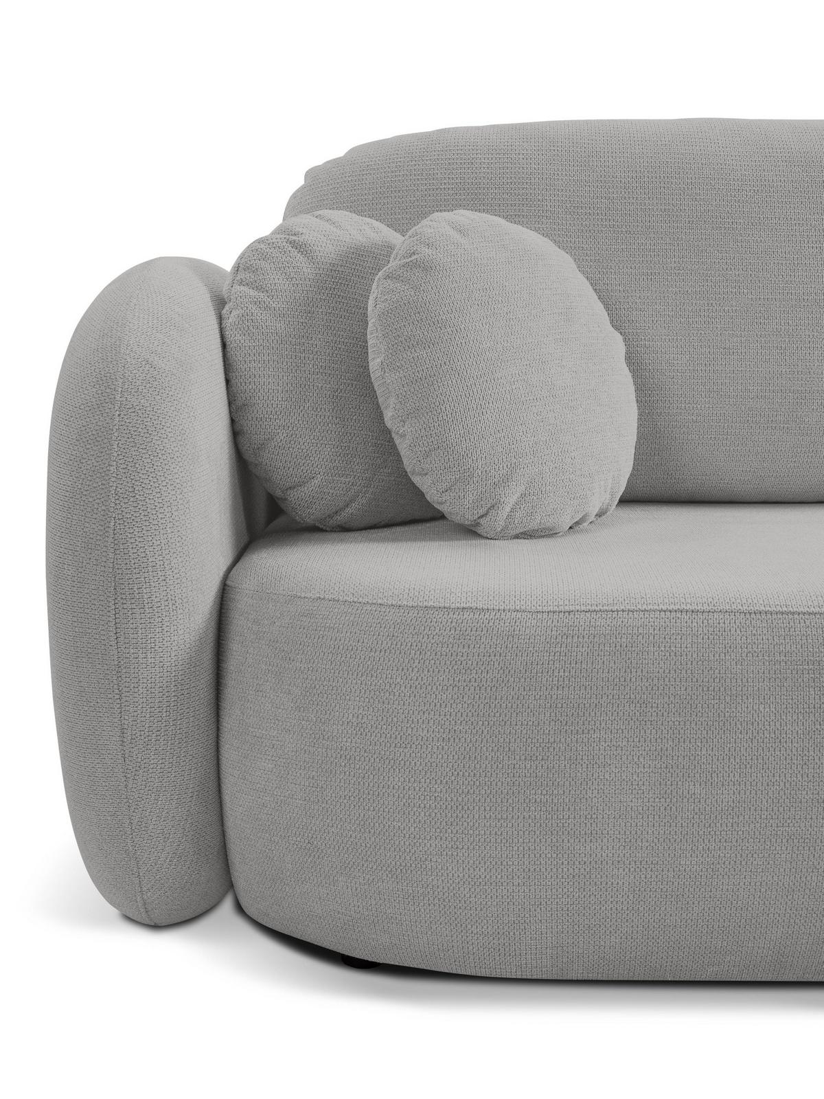 ECKSOFA AMICO R-S Hellgrau Geflochtener Stoff mit Schlaffunktion - Hellgrau, Holz (248/174cm) - MASSENO