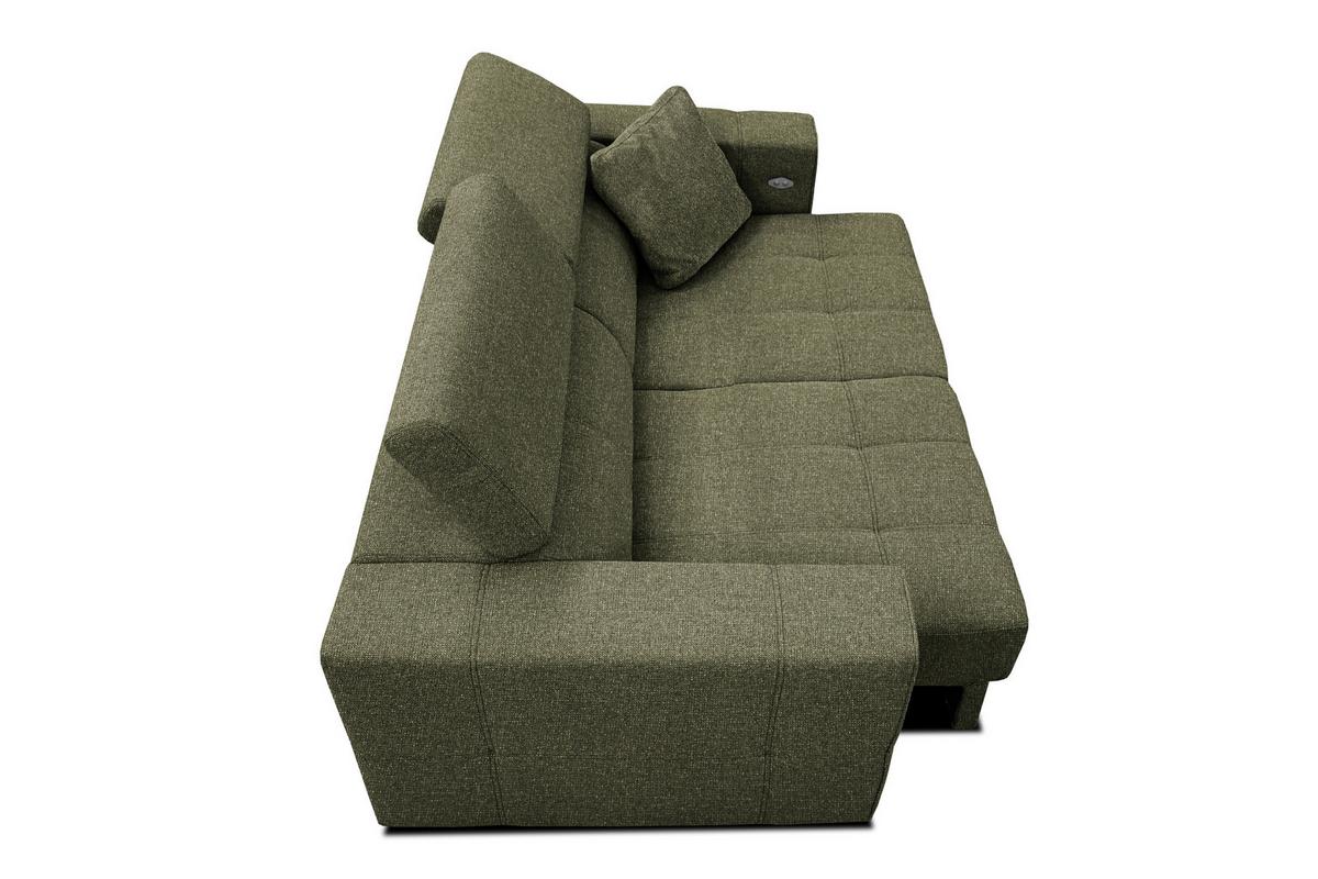 SOFA QUARTZ 3-Sitzer mit Ausziehsitz, olivgrün - Olivgrün, Holzwerkstoff/Textil (202/80/102cm) - Wozimo