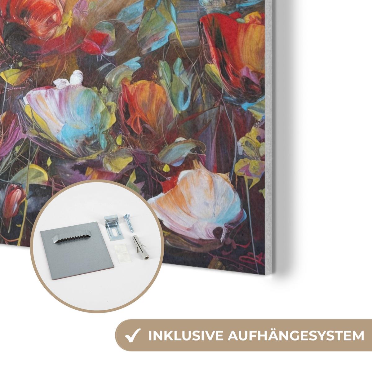 AKUSTIKBILD Blumen - Kunst - Natur - Ölgemälde Wanddeko 70x50 cm - Multicolor, Kunststoff (70/50/0.9cm) - MuchoWow