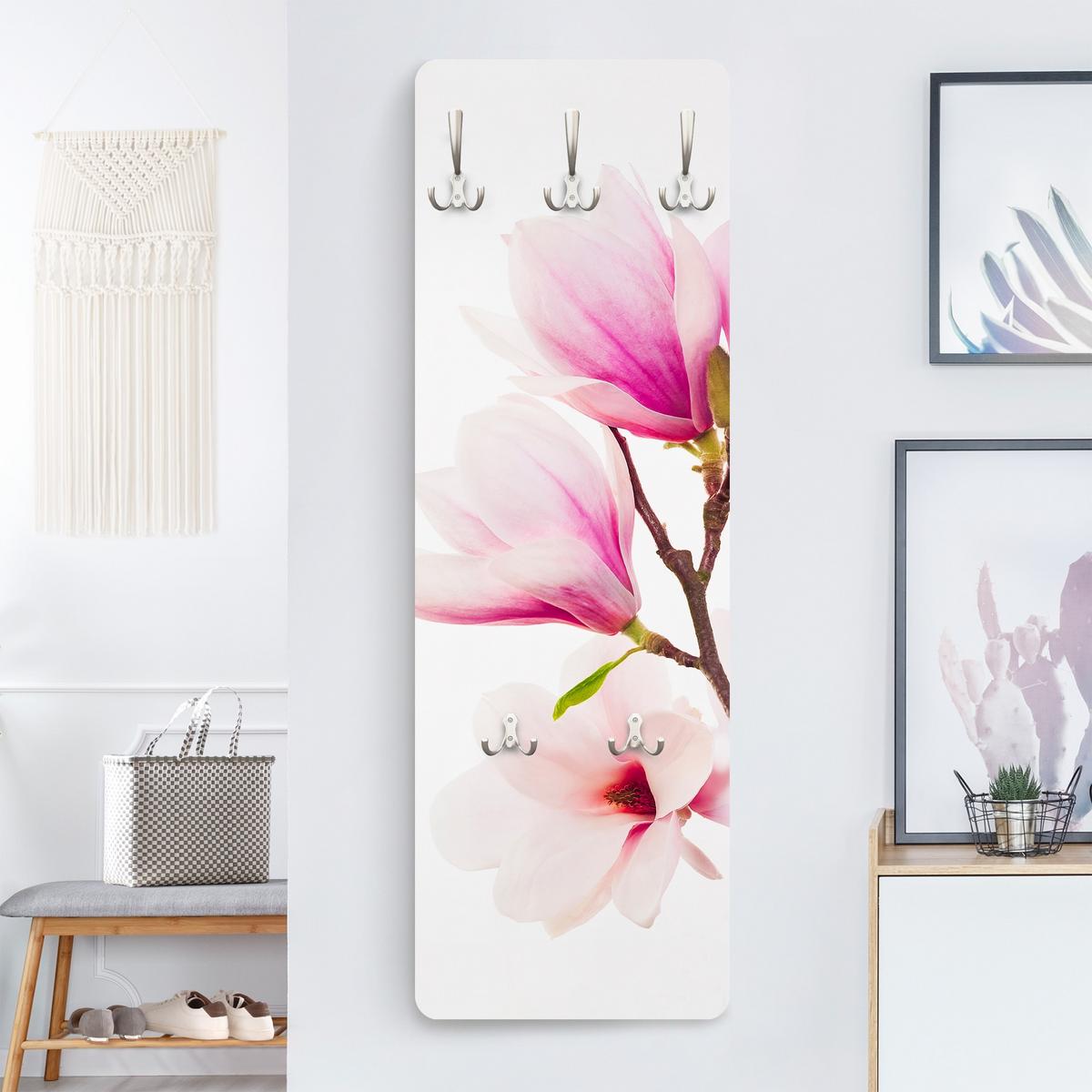 WANDGARDEROBE - Zarter Magnolienzweig 34/105 cm - Rosa, Holzwerkstoff (34/105/1.6cm) - Bilderwelten