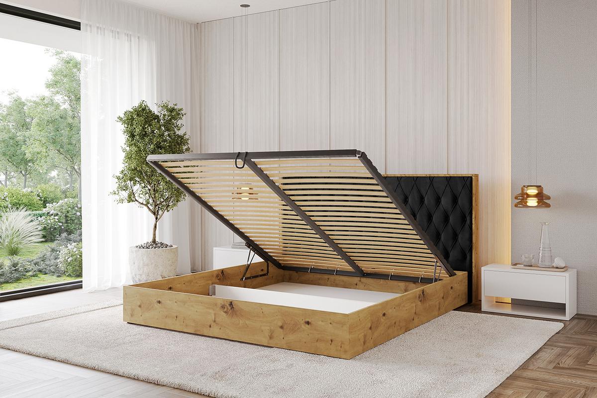 POLSTERBETT mit Bettkasten und Lattenrost, Boxbett ohne Matratze - ENZO5 180x200 Schwarz - Schwarz, Holzwerkstoff/Textil (180/200cm) - ALTDECOR