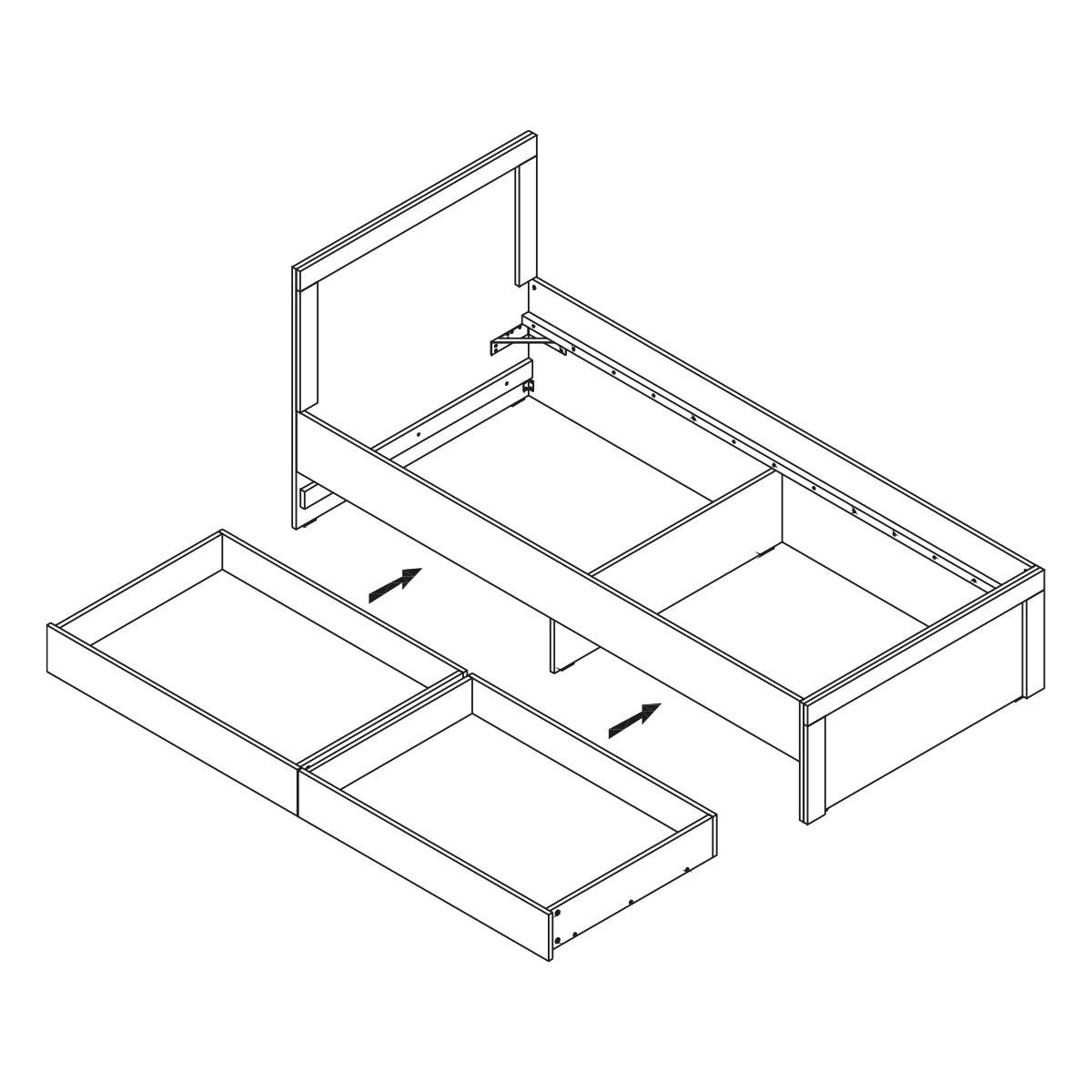 KINDERBETT 90/200 Kasla Holz und Anthrazitgrau - Braun, Holzwerkstoff (90/200cm) - Petits-meubles