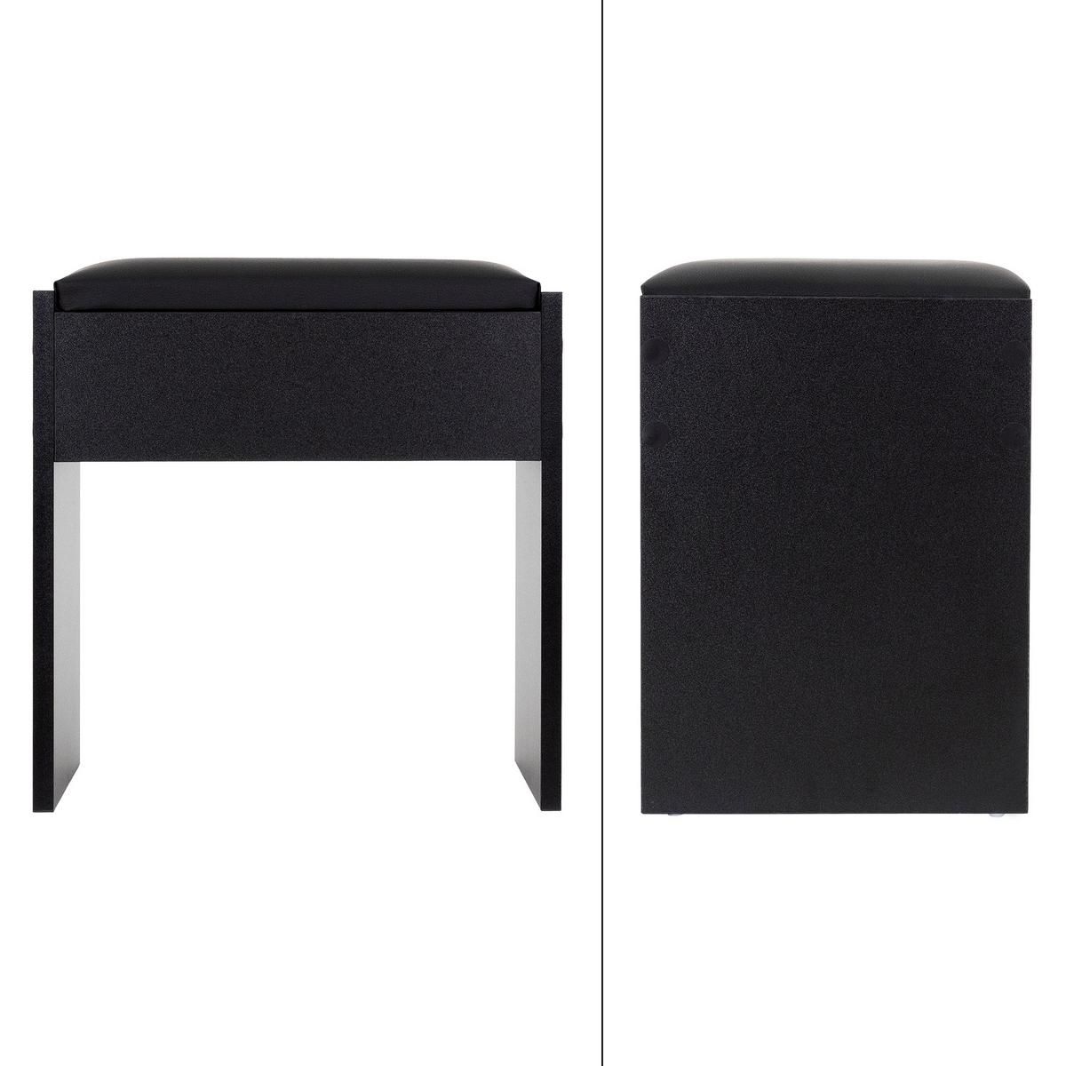 HOCKER Schwarz 40x43x29,5 cm für Schminktisch - Schwarz, Holzwerkstoff (29.5/43/40cm) - ECD-Germany