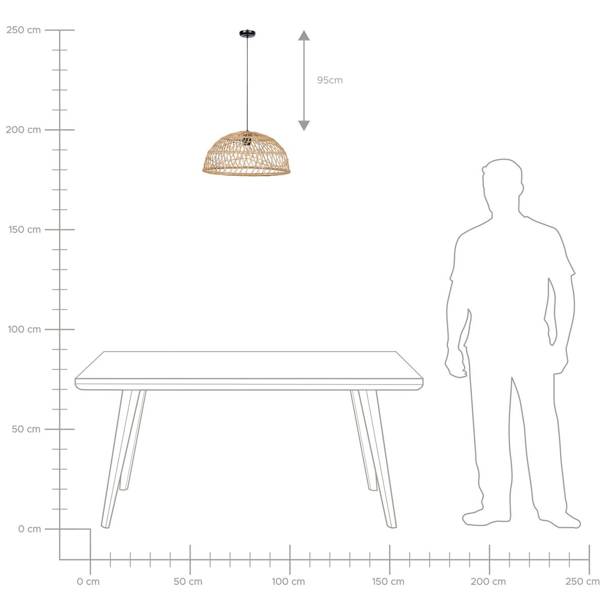 HÄNGELEUCHTE Ravine 51/51/23 cm - Naturfarben, Naturmaterialien (51/51/23cm) - Beliani