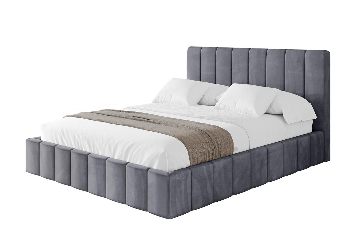 POLSTERBETT mit Bettkasten und Lattenrost, Bett mit Matratze H3/H4 - FINO 180x200 Dunkelgrau - Dunkelgrau, Holzwerkstoff/Textil (180/200cm) - ALTDECOR