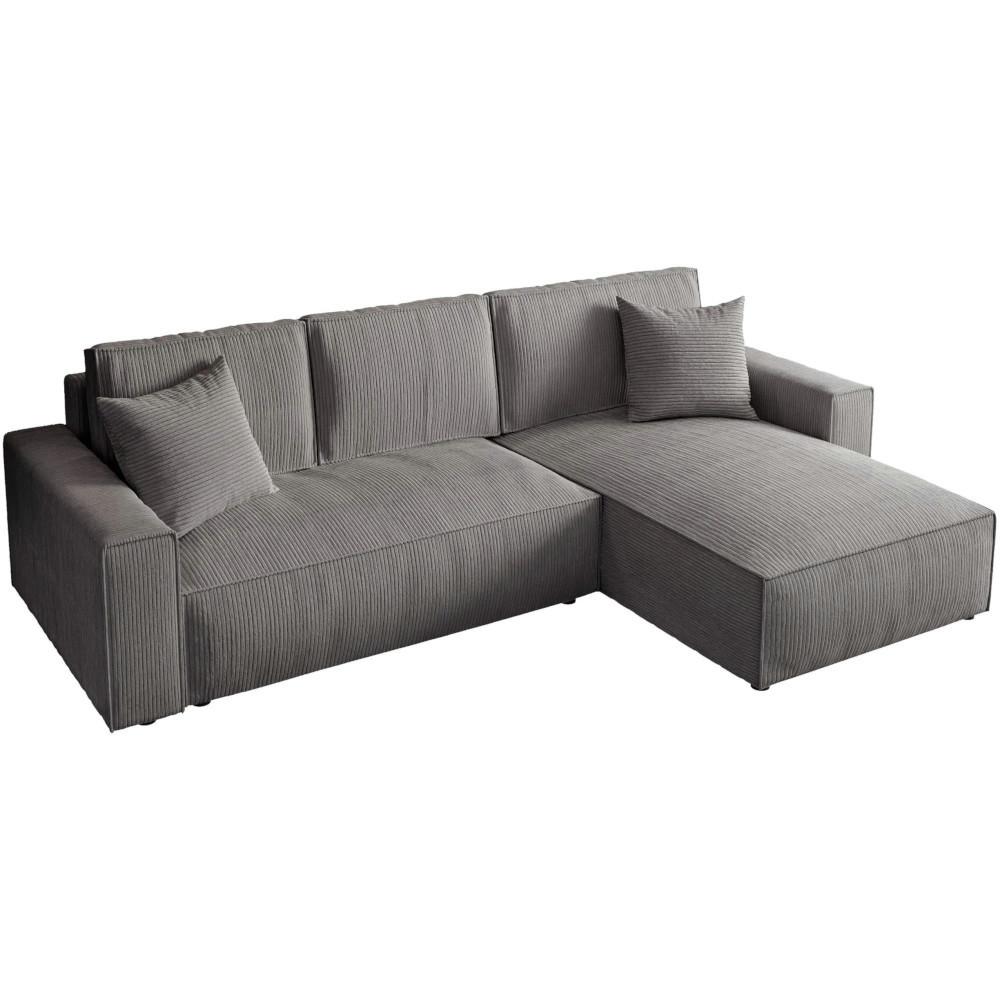 ECKSOFA Parys mit Schlaffunktion und universeller Ottomane, grau - Schwarz/Grau, Kunststoff/Textil (290/185cm) - Beautysofa