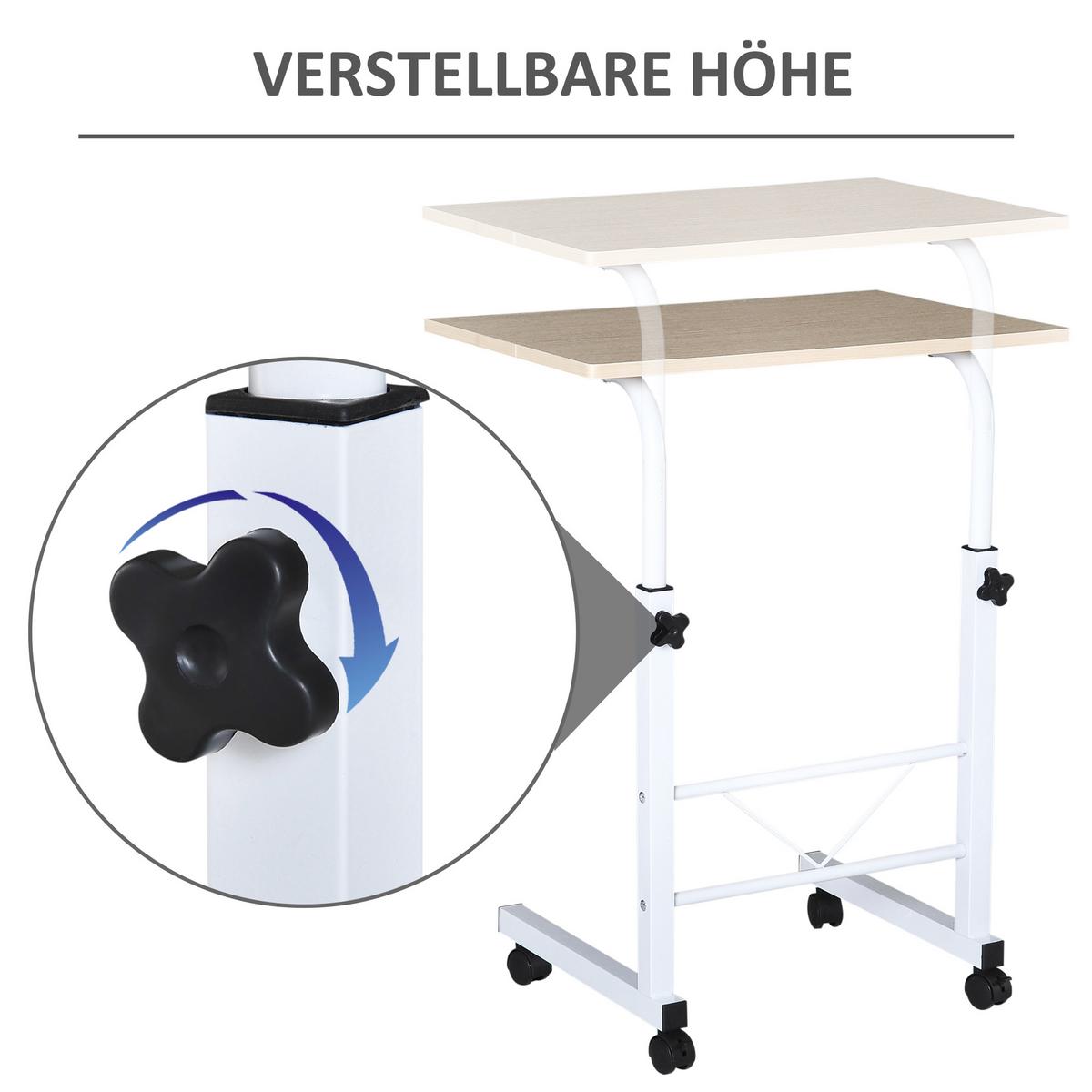 BEISTELLTISCH mit Rollen Ahorn - Ahornfarben, Kunststoff (60/40/78cm) - HOMCOM